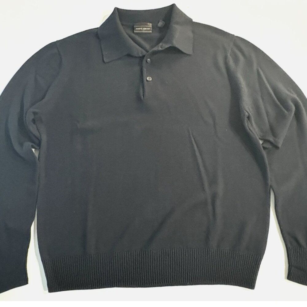 Joseph Abboud Men’s Black Silk Cashmere Blend V-Neck Sweater Long Sleeve M
